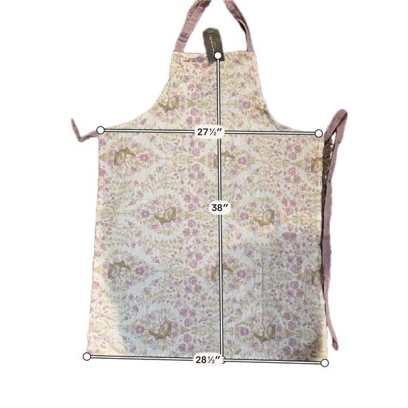 Tahari Home White Bib Apron Womens One Size Floral Cotton Farmhouse Kitchen - Picture 3 of 9